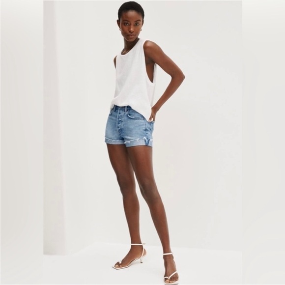 Denim Forum Pants - Aritzia Denim Forum The Farrah Short High Waisted Jean Denim Shorts